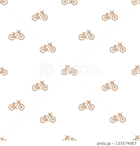 Minimal bicycle seamless pattern on warm beige background. Neutral colors. Hand drawn illustrations. Flat style. Great for baby apparel, nursery decor, wallpapers, gift wrap and kids textile projects. Minimal bicycle seamless pattern on warm beige background. Neutral colors. Hand drawn illustrations. Flat style. Great for baby apparel, nursery decor, wallpapers, gift wrap and kids textile projects. 133574867