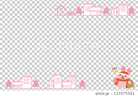 Inspired shopping rabbit and winter cityscape frame 133575581