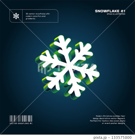 3D Vector Snowflake With Modern Gradients 133575800