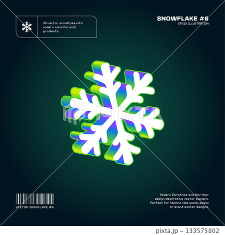 3D Vector Snowflake With Modern Gradients 3D Vector Snowflake With Modern Gradients 133575802