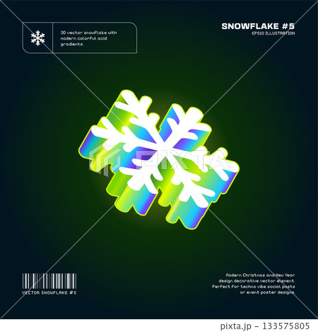 3D Vector Snowflake With Modern Gradients 133575805