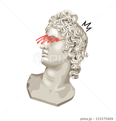 Glitch Apollo Bust Vector Illustration 133575809