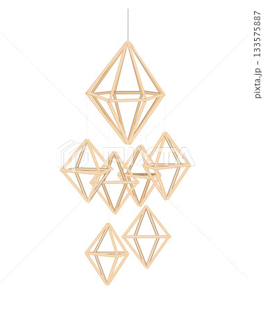 Christmas straw spider decoration element. Ukrainian and Scandinavian himmeli hanging straw holiday decoration. Vector isolated illustration. 133575887