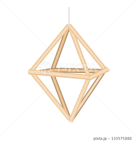 Christmas straw spider decoration element. Ukrainian and Scandinavian himmeli hanging straw holiday decoration. Vector isolated illustration. 133575888