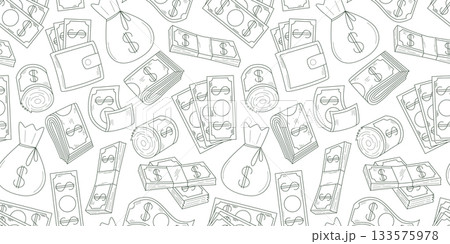 Hand drawn dollar bills seamless pattern 133575978