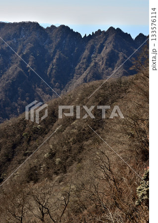 愛鷹山塊の越前岳 北白ガレンより望む鋸岳、蓬莱岳(蓬莱山) 愛鷹山塊の越前岳 北白ガレンより望む鋸岳、蓬莱岳(蓬莱山) 133576114