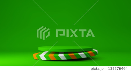 Happy St Patrick Day podium stage stand with round green platforms, vector product display. Patrick Day Irish holiday podium in studio showroom, floating or levitating stage for display background Happy St Patrick Day podium stage stand with round green platforms, vector product display. Patrick Day Irish holiday podium in studio showroom, floating or levitating stage for display background 133576464