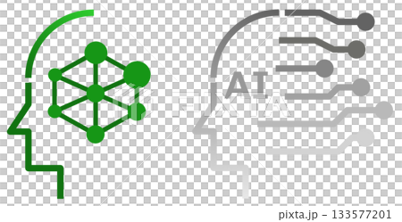 一個高性能電子大腦的圖標，它利用人工智慧（AI）高速處理數據。 133577201