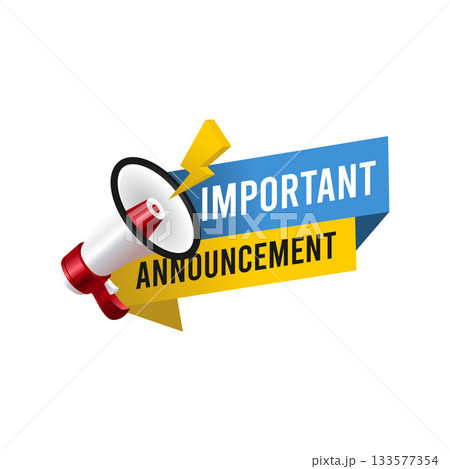 Important Announcement with megaphone banner illustration vector Important Announcement with megaphone banner illustration vector 133577354