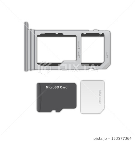 3D Realistic Sim Tray dual Sim Card and Micro SD Card Slot/Tray vector illustration 3D Realistic Sim Tray dual Sim Card and Micro SD Card Slot/Tray vector illustration 133577364