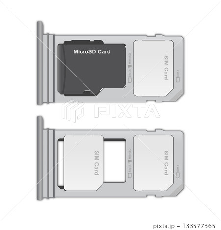 Realistic Sim Tray dual Sim Card and Micro SD Card Slot/Tray vector illustration Realistic Sim Tray dual Sim Card and Micro SD Card Slot/Tray vector illustration 133577365