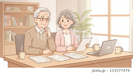 高齢者夫婦のビジネス相談シーン 高齢者夫婦のビジネス相談シーン 133577474