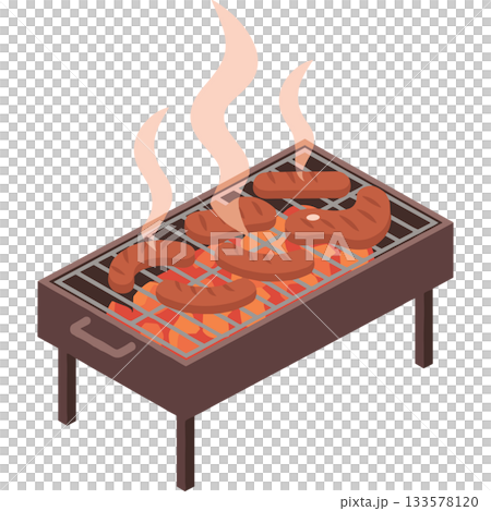 煙が立ち上るバーベキューコンロで肉を焼くベクターアイコン 煙が立ち上るバーベキューコンロで肉を焼くベクターアイコン 133578120