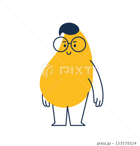 Vector illustration in trendy flat simple linear style, funny mascot in glasses, friendly sticker and badge for advertising, social media Vector illustration in trendy flat simple linear style, funny mascot in glasses, friendly sticker and badge for advertising, social media 133578524