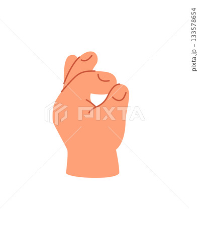 Baby s hand gesture sign on white background. Close-up hand showing okay, perfect, zero, well, good sign 133578654