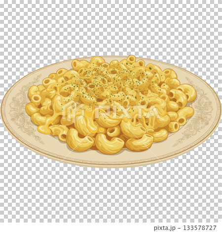 精美餐盤盛裝的通心粉起司向量圖標 133578727