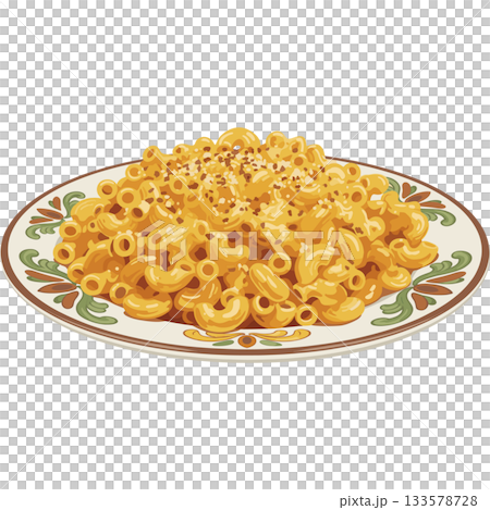 撒上香料的通心粉和起司向量圖標 133578728