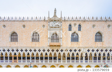 Ornamental decoration of Doges Palace, Italian: Palazzo Ducale, in Venice, Italy. Ornamental decoration of Doges Palace, Italian: Palazzo Ducale, in Venice, Italy. 133579059