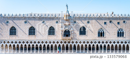 Ornamental decoration of Doges Palace, Italian: Palazzo Ducale, in Venice, Italy. 133579068
