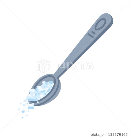 Salt in Metal Spoon Used in Culinary Vector Illustration Salt in Metal Spoon Used in Culinary Vector Illustration 133579165