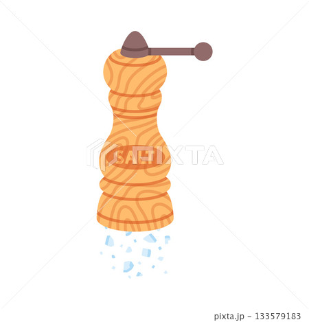 Salt in Wooden Grinder Used in Culinary Vector Illustration Salt in Wooden Grinder Used in Culinary Vector Illustration 133579183