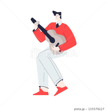 Man Character Play Romantic Music with Instrument Vector Illustration 133579227