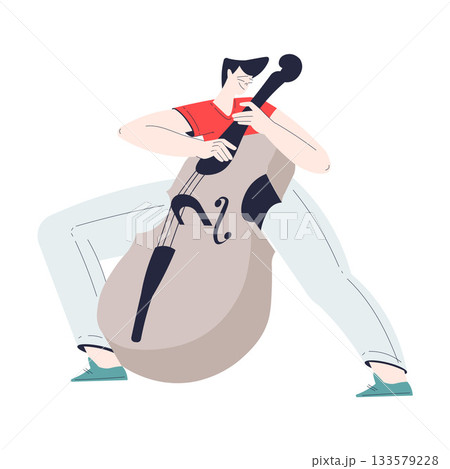 Man Character Play Romantic Music with Instrument Vector Illustration 133579228