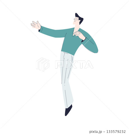 Happy Man Character Dancing Moving Body Vector Illustration 133579232