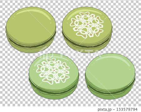 Illustration of four types of matcha macarons (Matcha Sweets 17) Illustration of four types of matcha macarons (Matcha Sweets 17) 133579794