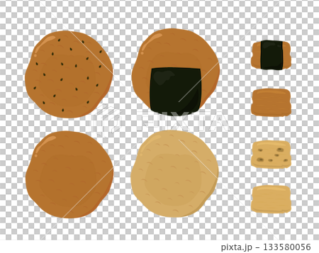 Illustration set of various rice crackers 133580056