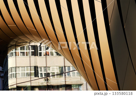 Masarycka MSD Masaryk Station Development office and retail building by Zaha Hadid Architects with golden facade on November 19, 2025 in Prague, Czech Republic. 133580118