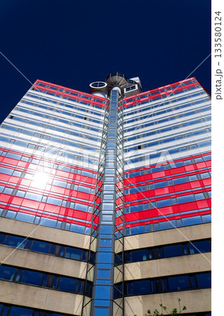 The Lilla Bommen building called Lipstick at harbor on Gota river bank, sunny day, Gothenburg, Sweden 133580124