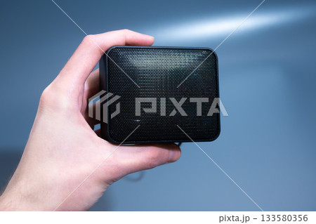 Compact Black Bluetooth Speaker with Strap 133580356