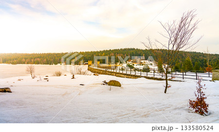 Dam on Cerna Nisa in winter time. Jizera Mountains, Czech Republic 133580524
