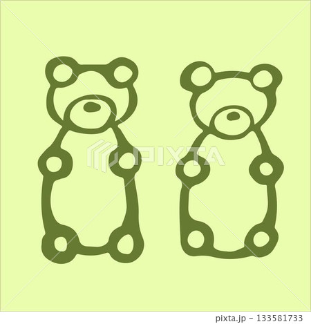 Playful doodle-style matcha green tea gummy bears, adorably sweet, presented on a serene light green background. Playful doodle-style matcha green tea gummy bears, adorably sweet, presented on a serene light green background. 133581733