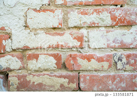 Clay red brick close-uo macro texture. Construction brick isolate on white Clay red brick close-uo macro texture. Construction brick isolate on white 133581871