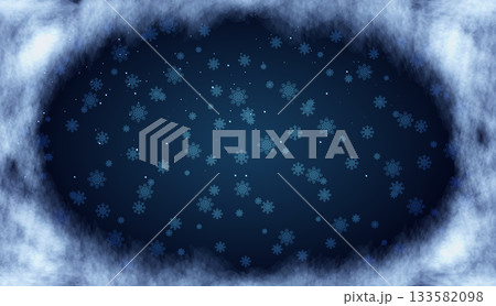Snowflakes gracefully fall in a winter wonderland with a deep blue backdrop under a cloudy sky Snowflakes gracefully fall in a winter wonderland with a deep blue backdrop under a cloudy sky 133582098