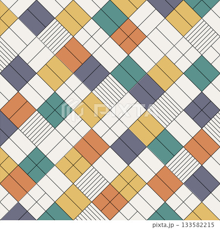 Diagonal Seamless Pattern: Retro Tile in Quilt Style. Eps 10 133582215