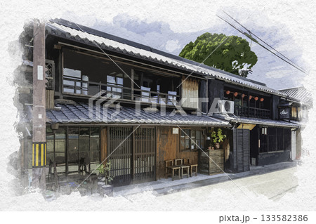 水彩画風　安芸灘とびしま海道　大崎下島　御手洗　民泊とみつね　なごみ亭　広島県呉市 133582386