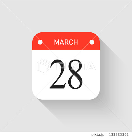 Vector icon page day calendar - 28 March month 133583391