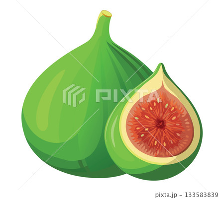 Green fig showing cross section with seeds 133583839