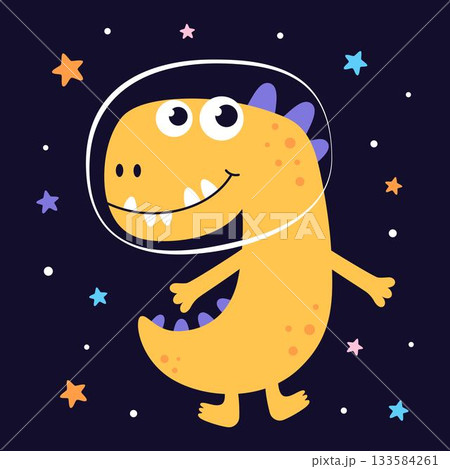 cartoon dino astronaut, flat style cartoon dino astronaut, flat style 133584261