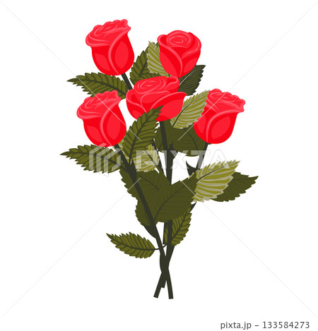 A bouquet of bright red roses on long stems. A bouquet of bright red roses on long stems. 133584273