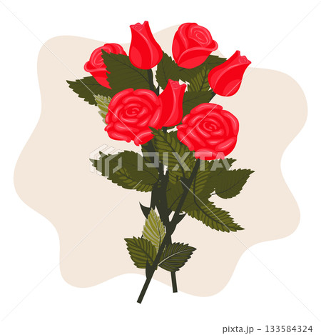 A bouquet of bright red roses on a long stem...のイラスト素材 [133584324] - PIXTA