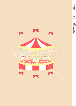 かわいいメリーゴーランドのレトロポストカード かわいいメリーゴーランドのレトロポストカード 133585077
