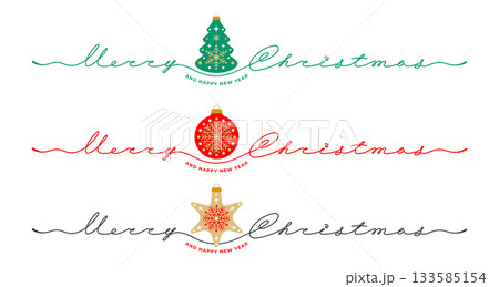 Merry Christmas Greetings Set With Continuous Line Lettering 133585154