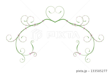 Romantic Green Valentine Heart Flourish Ornament Border 133585277