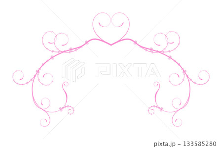 Romantic Pink Valentine Heart Flourish Border on Transparent Background Romantic Pink Valentine Heart Flourish Border on Transparent Background 133585280