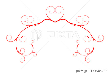 Romantic Red Valentine Heart Flourish Border on Transparent Background 133585282