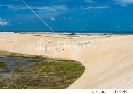 Buggy tour in the lagoon on the Funil Dune, Tatajuba Beach at Camocim, Jericoacoara, Ceara in Brazil Buggy tour in the lagoon on the Funil Dune, Tatajuba Beach at Camocim, Jericoacoara, Ceara in Brazil 133585402